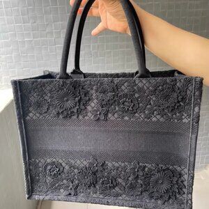 Dior black lace tote bag